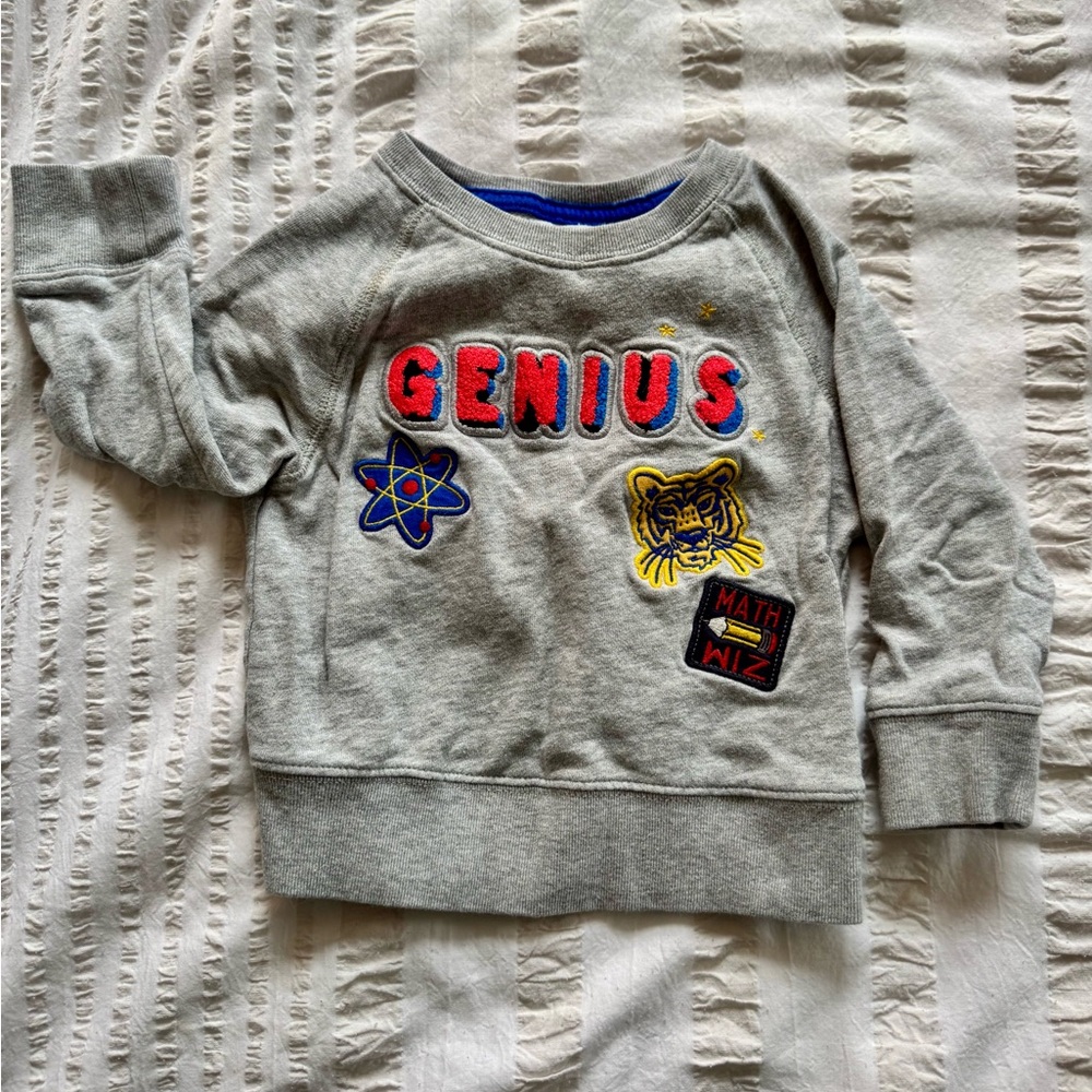 Baby Gap “Genius” Appliqué Gray Baby Sweatshirt | size 12-18M